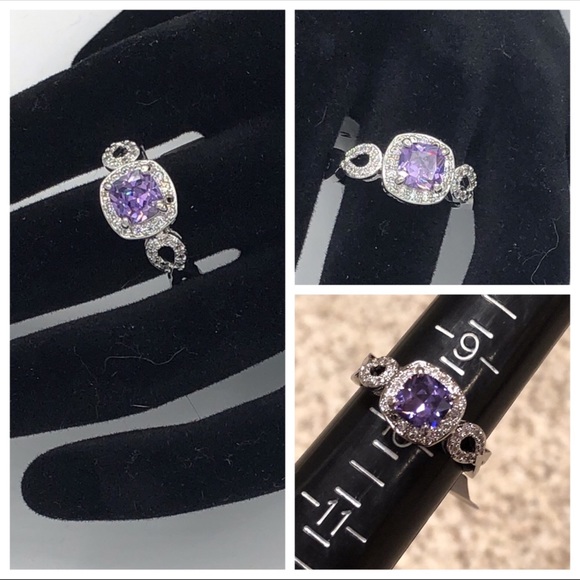 Amethyst White Gold Plated Size 10 Ring - Picture 2 of 5